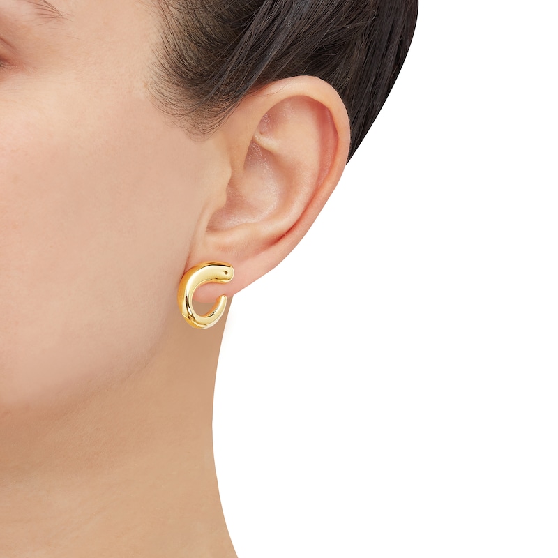 Main Image 3 of Hollow Tapered Oval Drop Earrings 14K Yellow Gold