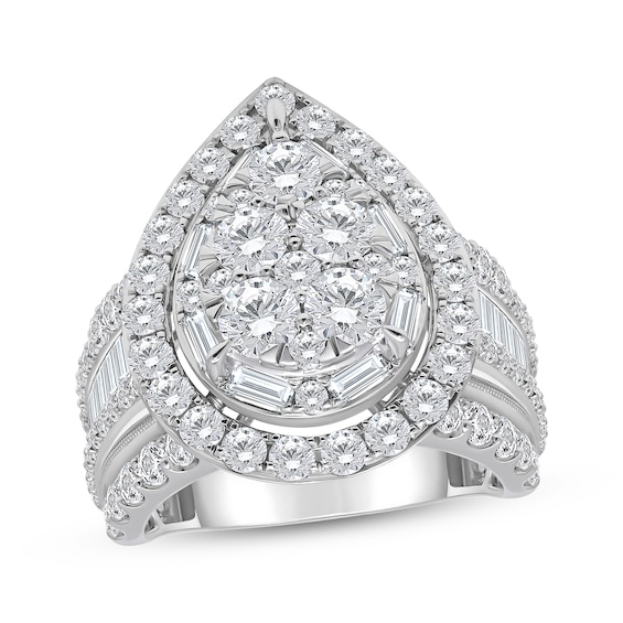 Adore Lab-Grown Diamonds Multi-Diamond Pear-Shaped Halo Engagement Ring 4 ct tw 10K White Gold