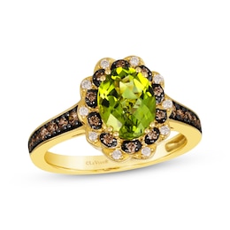 Le Vian Oval-Cut Peridot Ring 3/8 ct tw Diamonds 14K Honey Gold
