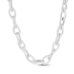 Pear-Shaped Link Chain Necklace Hollow Sterling Silver 18"