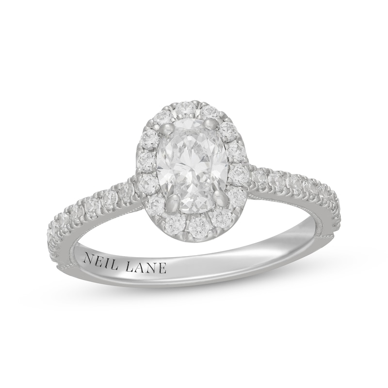 Main Image 1 of Neil Lane Oval-Cut Diamond Halo Engagement Ring 1-3/8 ct tw 14K White Gold