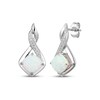 Thumbnail Image 3 of Cushion-Cut Lab-Created Opal & White Lab-Created Sapphire Necklace & Earrings Gift Set Sterling Silver