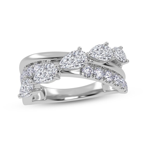 KAY Lab-Grown Diamonds Pear-Shaped & Round-Cut Crossover Ring 2 ct tw 14K White Gold