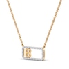 Thumbnail Image 2 of Diamond B Initial Rectangle Necklace 1/10 ct tw 10K Yellow Gold 18"