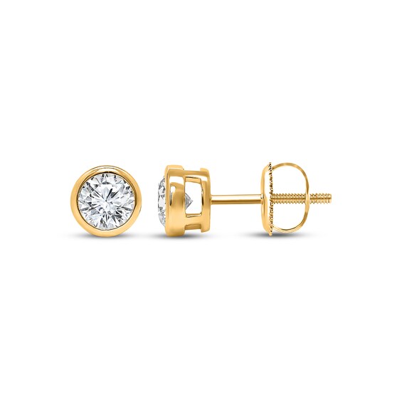 KAY Lab-Grown Diamonds Round-Cut Bezel-Set Solitaire Stud Earrings 1 ct tw 14K Yellow Gold (F/VS2)