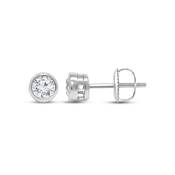 KAY Lab-Grown Diamonds Round-Cut Bezel-Set Solitaire Stud Earrings 1/2 ct tw 14K White Gold (F/VS2)
