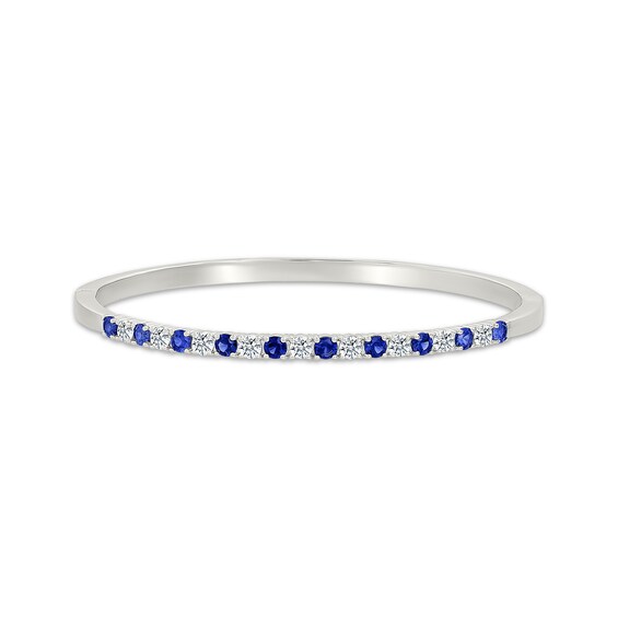 Blue & White Lab-Created Sapphire Bangle Bracelet Sterling Silver