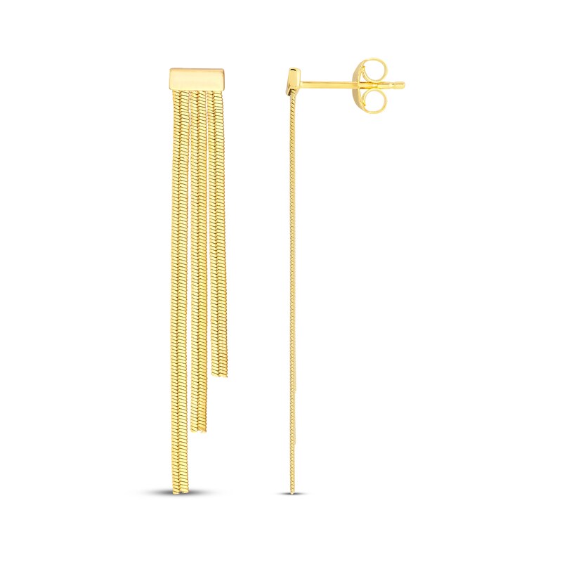 Main Image 1 of Staggered Three-Row Chain Drop Earrings 14K Yellow Gold
