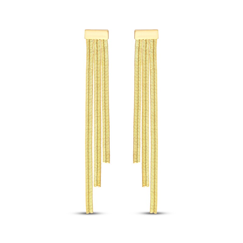Main Image 2 of Staggered Three-Row Chain Drop Earrings 14K Yellow Gold