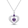 Thumbnail Image 1 of Heart-Shaped Amethyst & White Lab-Created Sapphire Necklace Sterling Silver 18"