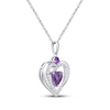 Thumbnail Image 2 of Heart-Shaped Amethyst & White Lab-Created Sapphire Necklace Sterling Silver 18"