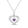 Thumbnail Image 3 of Heart-Shaped Amethyst & White Lab-Created Sapphire Necklace Sterling Silver 18"