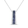 Thumbnail Image 1 of Cirari Couture Square & Baguette-Cut Natural Blue Sapphire & Diamond Vertical Bar Necklace 1/3 ct tw 14K White Gold 18"