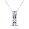 Thumbnail Image 3 of Cirari Couture Square & Baguette-Cut Natural Blue Sapphire & Diamond Vertical Bar Necklace 1/3 ct tw 14K White Gold 18"