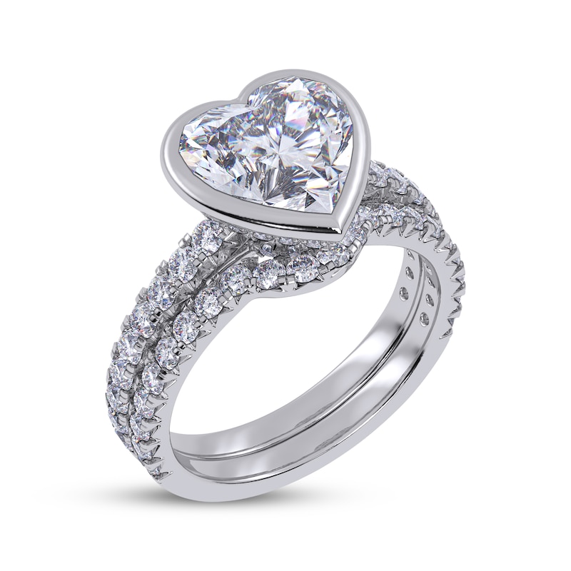 Main Image 2 of Adore Heart-Shaped Lab-Grown Diamond Bezel-Set Bridal Set 3 ct tw 14K White Gold