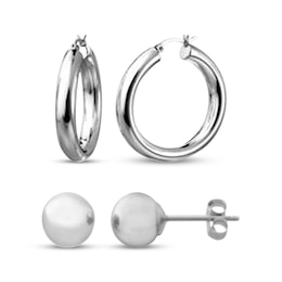 Hoop & Stud Earrings Gift Set Sterling Silver