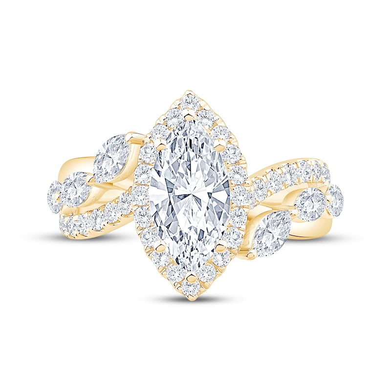 Main Image 3 of Adore Lab-Grown Diamonds Marquise-Cut Halo Engagement Ring 2-3/4 ct tw 14K Yellow Gold