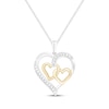 Thumbnail Image 1 of Diamond Triple Heart Necklace 1/10 ct tw Sterling Silver & 10K Yellow Gold 19"
