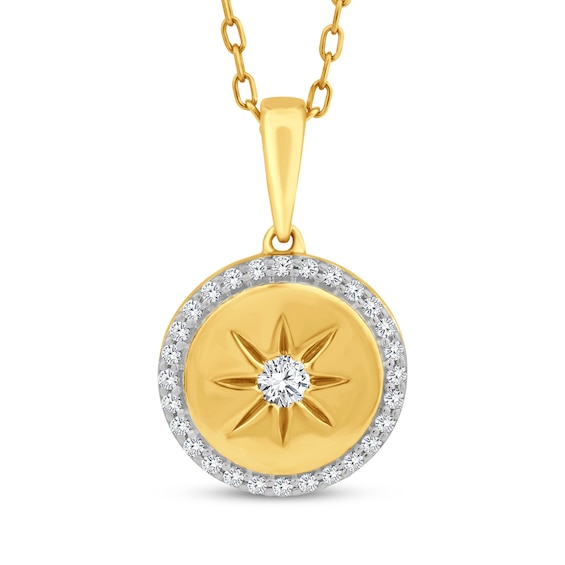 Lab-Grown Diamond Medallion Necklace 1/6 ct tw 24K Yellow Gold Vermeil Sterling Silver 18"
