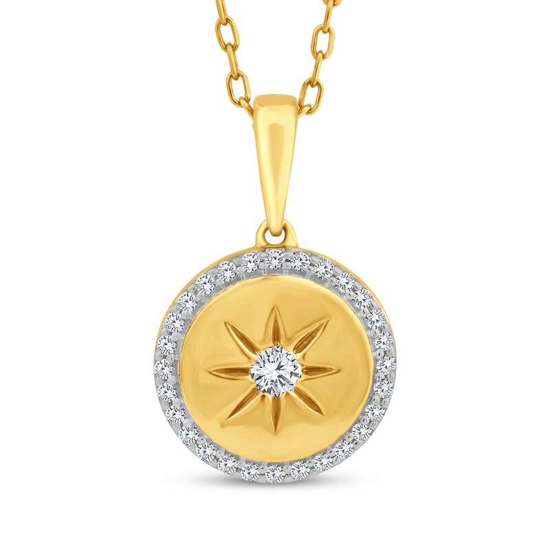 Main Image 1 of Lab-Grown Diamond Medallion Necklace 1/6 ct tw 24K Yellow Gold Vermeil Sterling Silver 18"