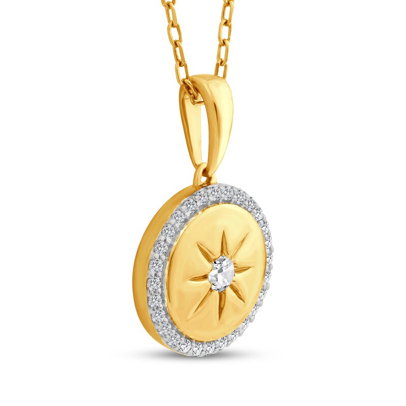 Main Image 2 of Lab-Grown Diamond Medallion Necklace 1/6 ct tw 24K Yellow Gold Vermeil Sterling Silver 18"