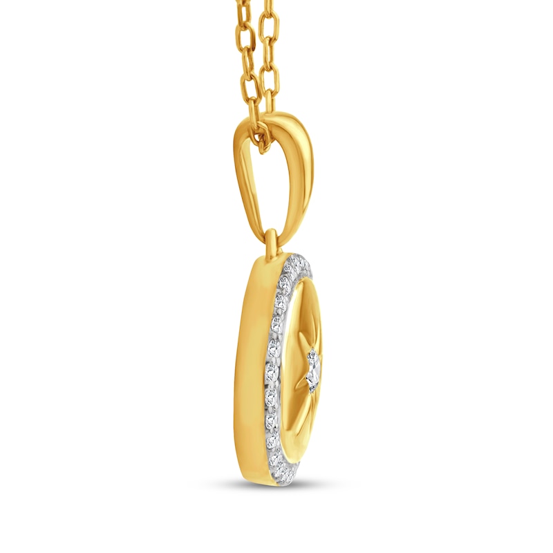 Main Image 3 of Lab-Grown Diamond Medallion Necklace 1/6 ct tw 24K Yellow Gold Vermeil Sterling Silver 18"