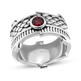 House of the Dragon Men's Garnet Dragon Scale Ring Sterling Silver