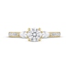 Thumbnail Image 3 of Memories Moments Magic Certified Round-Cut & Pear-Shaped Diamond Three-Stone Engagement Ring 1 ct tw 18K Yellow Gold