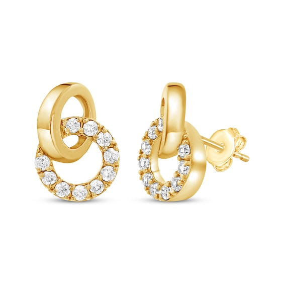 Lab-Grown Diamond Linked Circle Earrings 1/2 ct tw 24K Yellow Gold Vermeil Sterling Silver