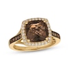 Thumbnail Image 1 of Le Vian Cushion-Cut Chocolate Quartz Halo Ring 1/3 ct tw Diamonds 14K Honey Gold