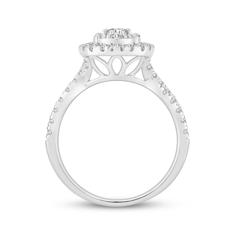 Main Image 3 of Multi-Diamond Oval Halo Engagement Ring 1 ct tw 10K White Gold