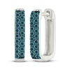 Thumbnail Image 1 of Blue Diamond Angled Hoop Earrings 1/3 ct tw Sterling Silver