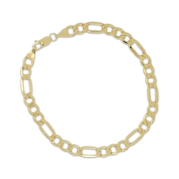 6.2mm Figaro Chain Bracelet Hollow 10K Yellow Gold 8.5"