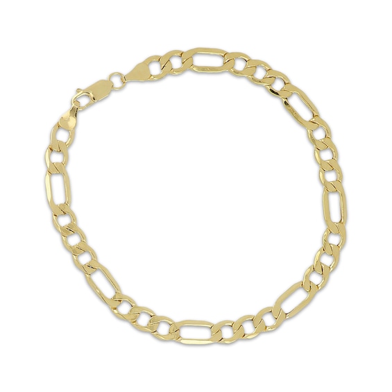 6.2mm Figaro Chain Bracelet Hollow 10K Yellow Gold 8.5"