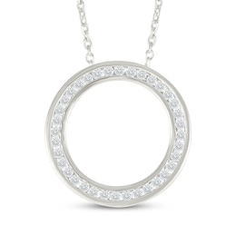 Diamond Open Circle Necklace 1/4 ct tw 10K White Gold 18"