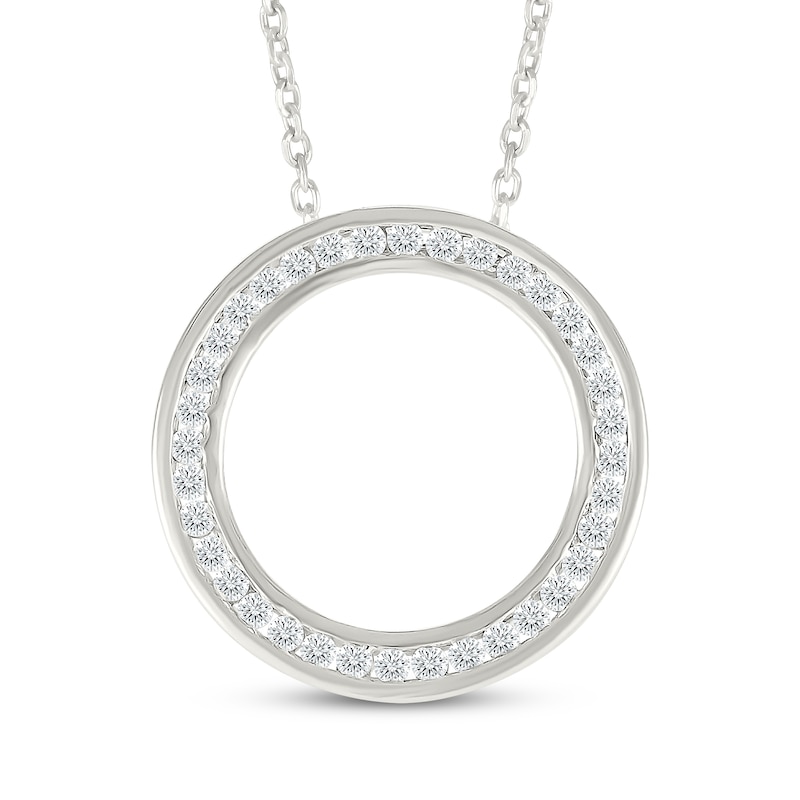 Main Image 1 of Diamond Open Circle Necklace 1/4 ct tw 10K White Gold 18"