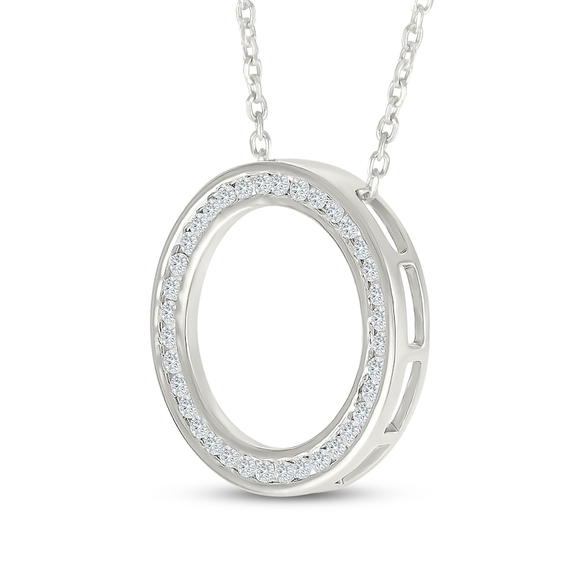 Main Image 2 of Diamond Open Circle Necklace 1/4 ct tw 10K White Gold 18"