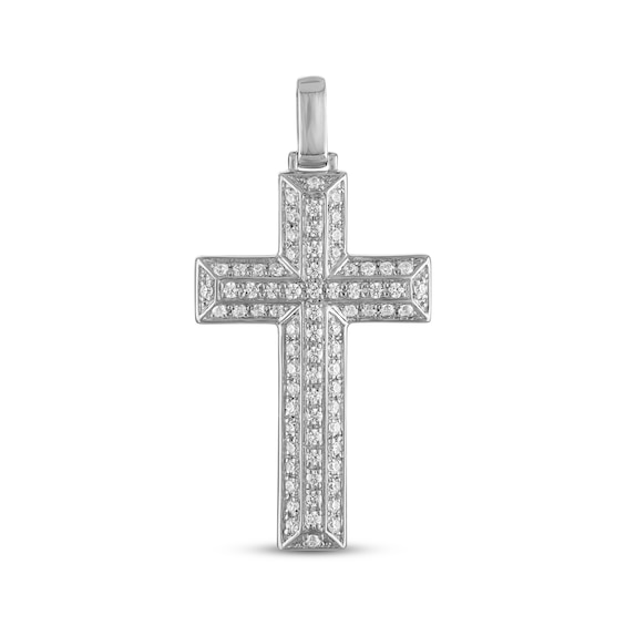 Diamond Cross Charm 3/4 ct tw Sterling Silver