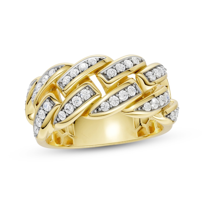 Main Image 1 of KAY Lab-Grown Diamonds Men's Curb Link Ring 1/3 ct tw 10K Yellow Gold