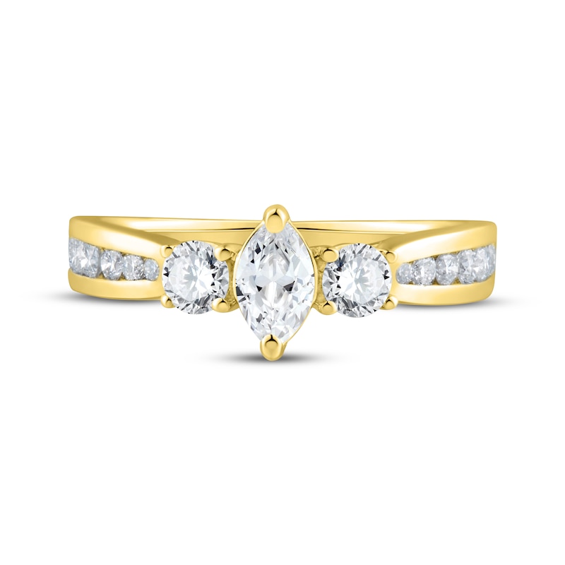 Main Image 3 of Memories Moments Magic Marquise & Round-Cut Diamond Engagement Ring 1 ct tw 14K Yellow Gold