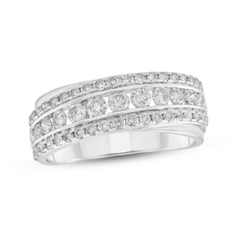 Adore Diamond Diagonal Three-Row Anniversary Ring 1 ct tw 10K White Gold
