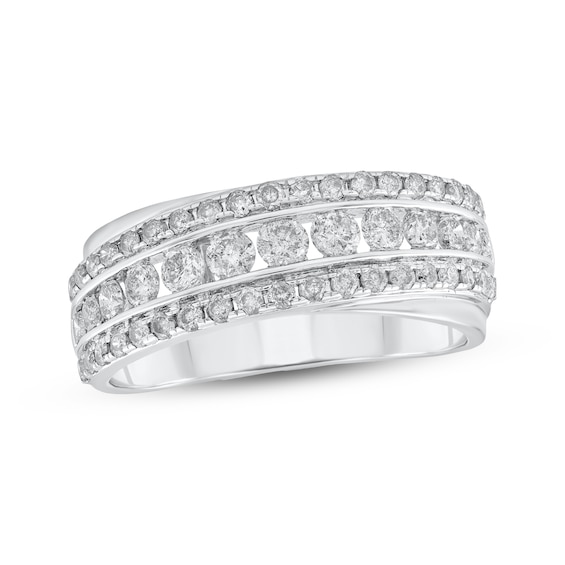 Adore Diamond Diagonal Three-Row Anniversary Ring 1 ct tw 10K White Gold