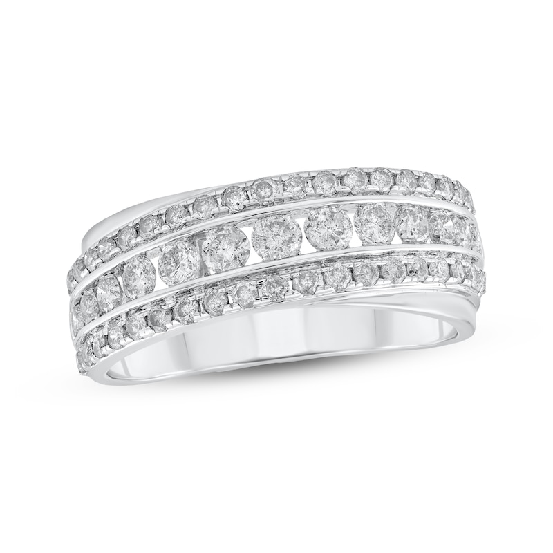 Main Image 1 of Adore Diamond Diagonal Three-Row Anniversary Ring 1 ct tw 10K White Gold