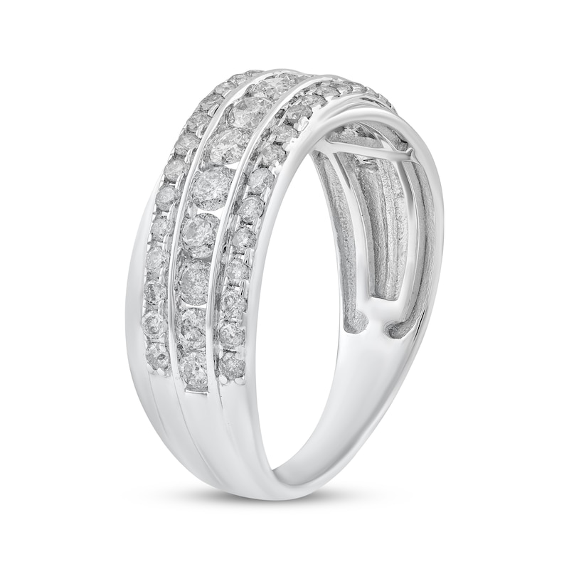 Main Image 2 of Adore Diamond Diagonal Three-Row Anniversary Ring 1 ct tw 10K White Gold