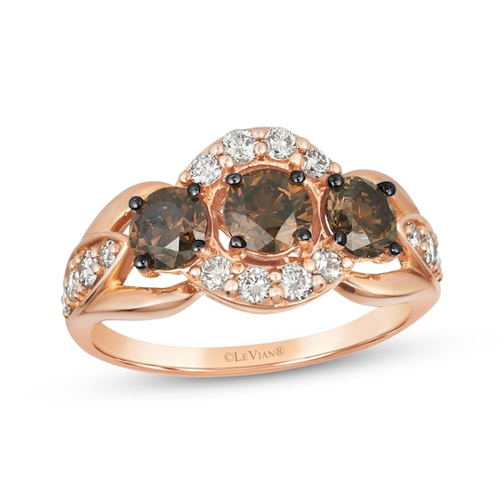Le Vian Diamond Three-Stone Ring 1-7/8 ct tw 14K Strawberry Gold