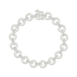 Diamond Circle Link Bracelet 1/4 ct tw Sterling Silver 7"
