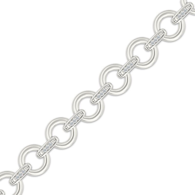 Main Image 2 of Diamond Circle Link Bracelet 1/4 ct tw Sterling Silver 7"