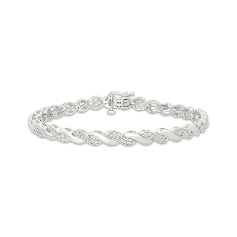Main Image 1 of Diamond S-Link Twist Bracelet 1/4 ct tw Sterling Silver 7"