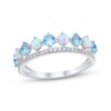 Thumbnail Image 1 of Lab-Created Opal, Blue Topaz & White Lab-Created Sapphire Two-Row Ring Sterling Silver