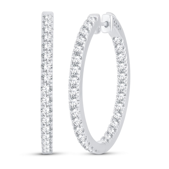 Diamond Hoop Earrings 3 ct tw 14K White Gold